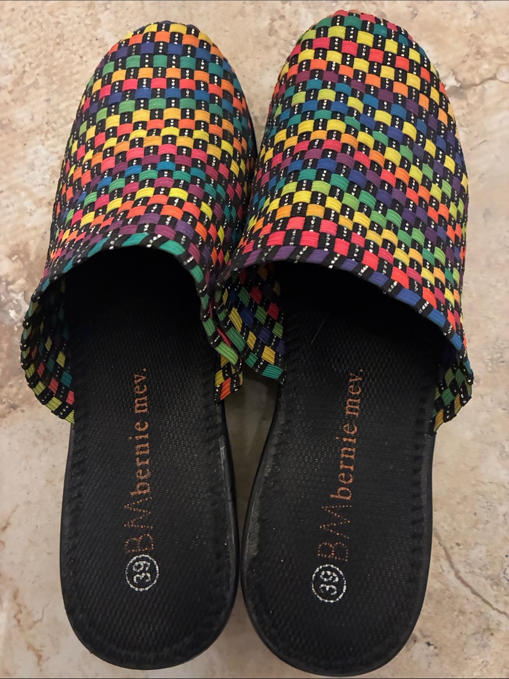 bernie mev. Multicolor Woven Slip-On Mule